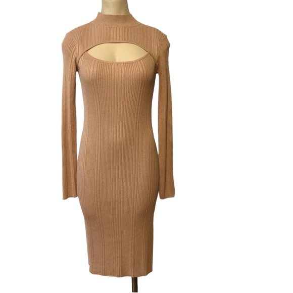 HOUSE OF HARLOW 1960 sz Medium Dress Ribbed Sexy Slits Bodycon Mock Neck NWT - Picture 3 of 10